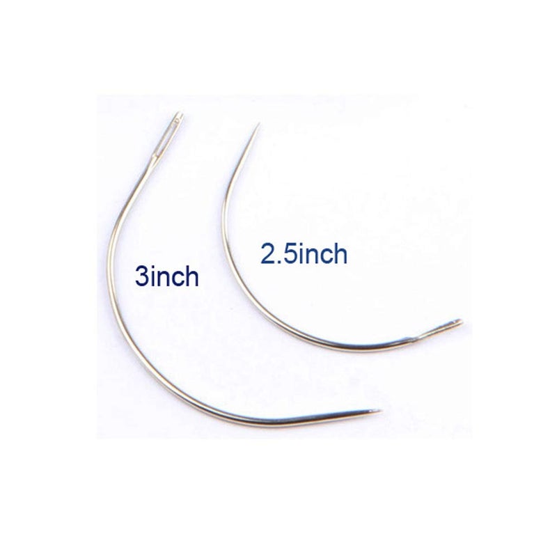 JFFX 50 Pieces C Needles for Sewing, C Type Curved Wig Making Needle, Hand Sewing Needle Upholstery Carpet Leather Canvas Repair Weaving Needles - Image 2